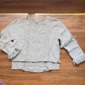 One Teaspoon Cream Cable Knit V-Neck Sweater